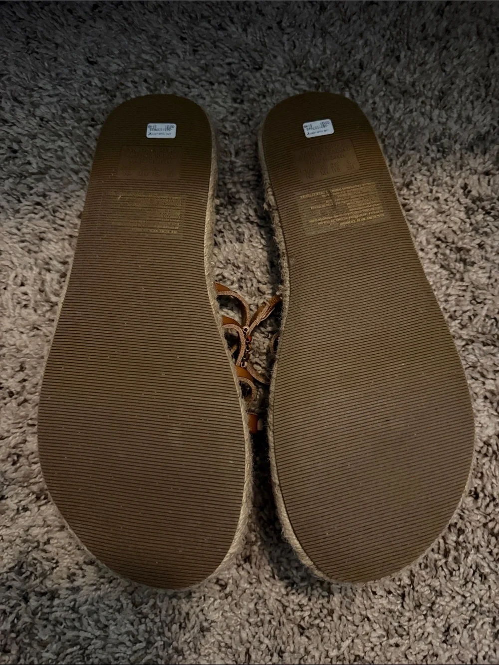 American Eagle Outfitters Tan Beaded Espadrille Strap Sandals